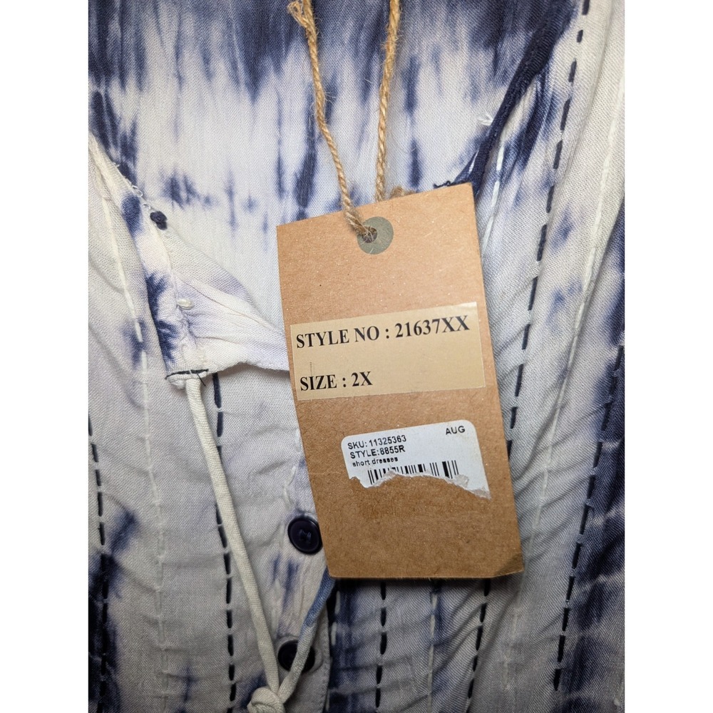 NWT Riviera Sun Women's Size 2XL Tie-dye Blue White Dress Boho Flowy Hippie - Picture 3 of 12
